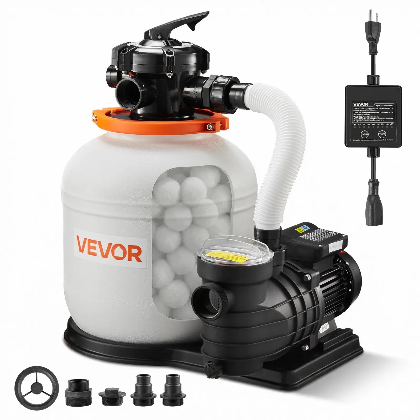 Crystal Clear Pool in Less Time | VEVOR FlashPure 16" 4400 GPH 1 HP Sand Filter Pump with 24H Timer & Fast Leak-Proof Filtration