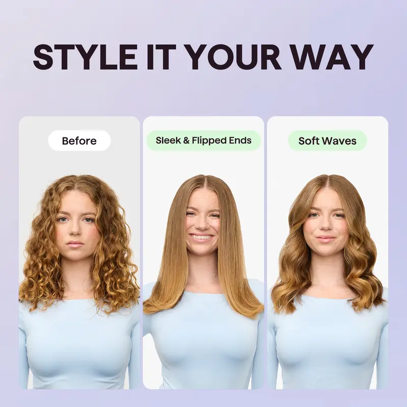Wavytalk Sleek Sweep Ionic Hair Straightener Brush and Blown Away Ionic Hair Dryer with Diffuser Set