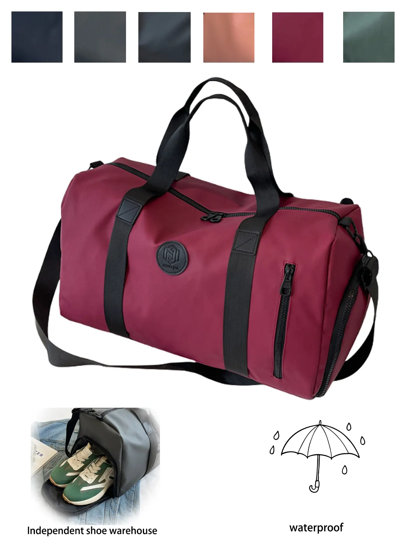 Travel Duffle Bag with Shoe Compartment & Wet Pocket | Lightweight Weekender Bag