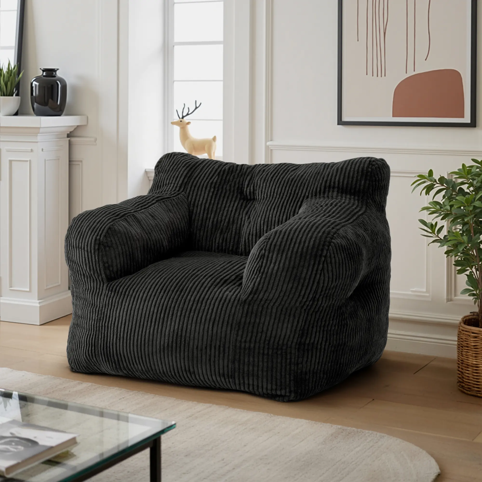 Loisel Lazy Bean Bag Sofa – Ultra Soft Corduroy Lounge Chair with Memory Foam, No Assembly Required