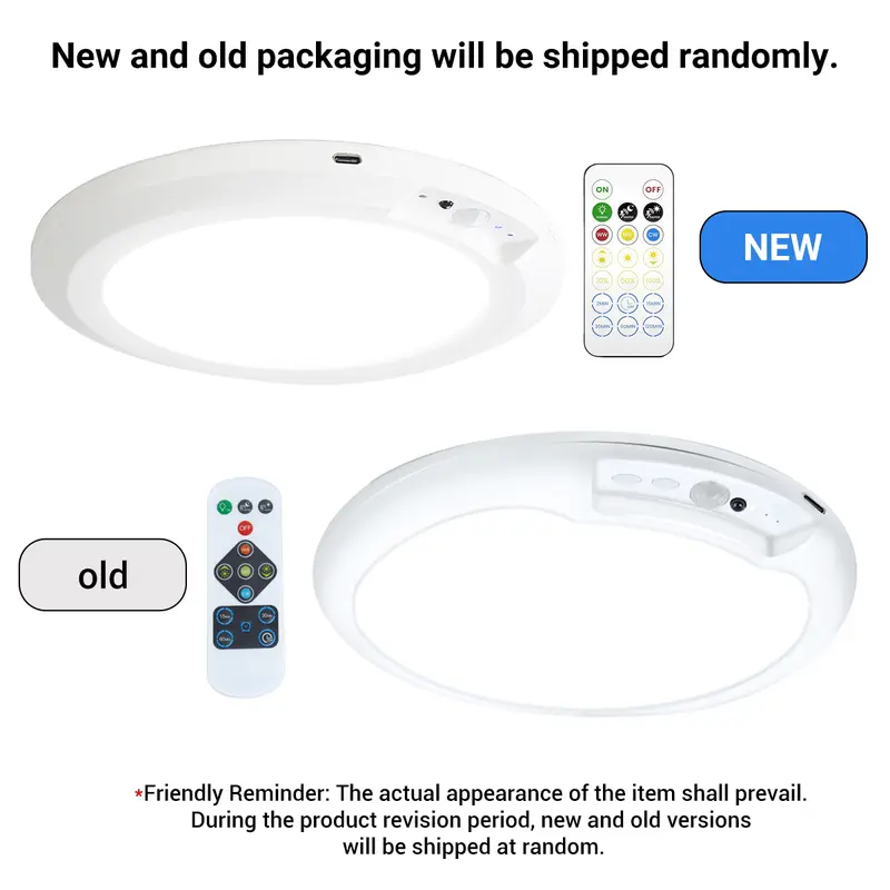Rechargeable Motion Sensor Ceiling Light with Remote, Magnetic Drill-Free Wireless LED Light, 10000mAh Battery 3 Color Temp for Closet Stairs Porch Shed