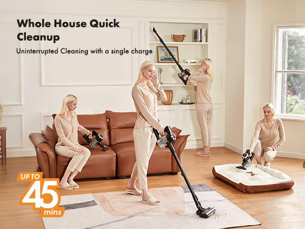 【 2026 newly upgraded】Trucozie T350 cordless vacuum features an 8-in-1 lightweight design with up to 45 minutes of runtime and 33Kpa of powerful suction. This rechargeable cordless vacuum is ideal for carpets, tiles, pet hair, and hardwood floors. 【 2026 newly upgraded】Trucozie T350 cordless vacuum features an 8-in-1 lightweight design with up to 45 minutes of runtime and 33Kpa of powerful suction. This rechargeable cordless vacuum is ideal for carpets, tiles, pet hair, and hardwood floors.
