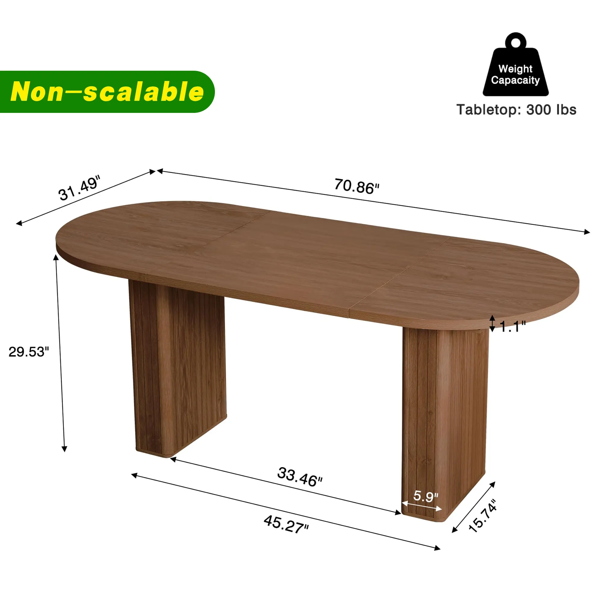 Giratree 70.8" Oval Dining Table for 6–8 | Modern Farmhouse Table with Wood Slat Base