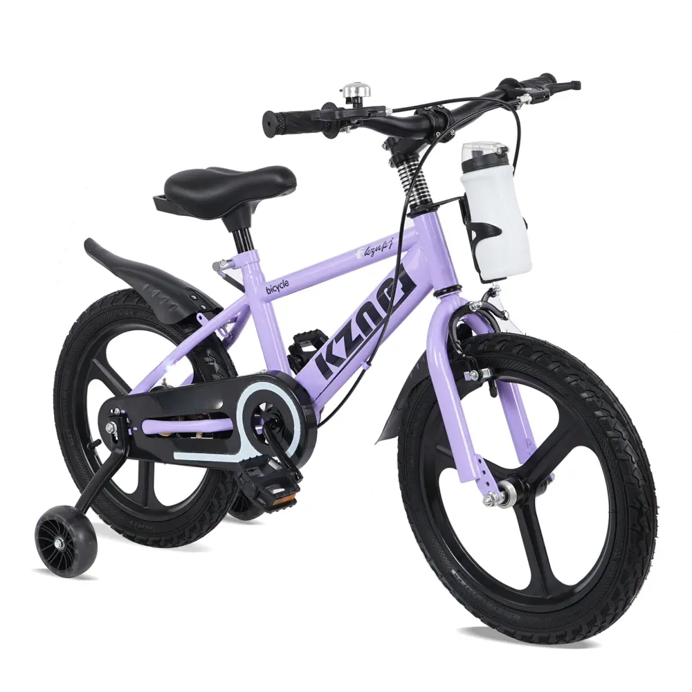 18 Inch Kids Bike | Adjustable Kids Bicycle with Training Wheels, Light-Up Wheels & Water Bottle