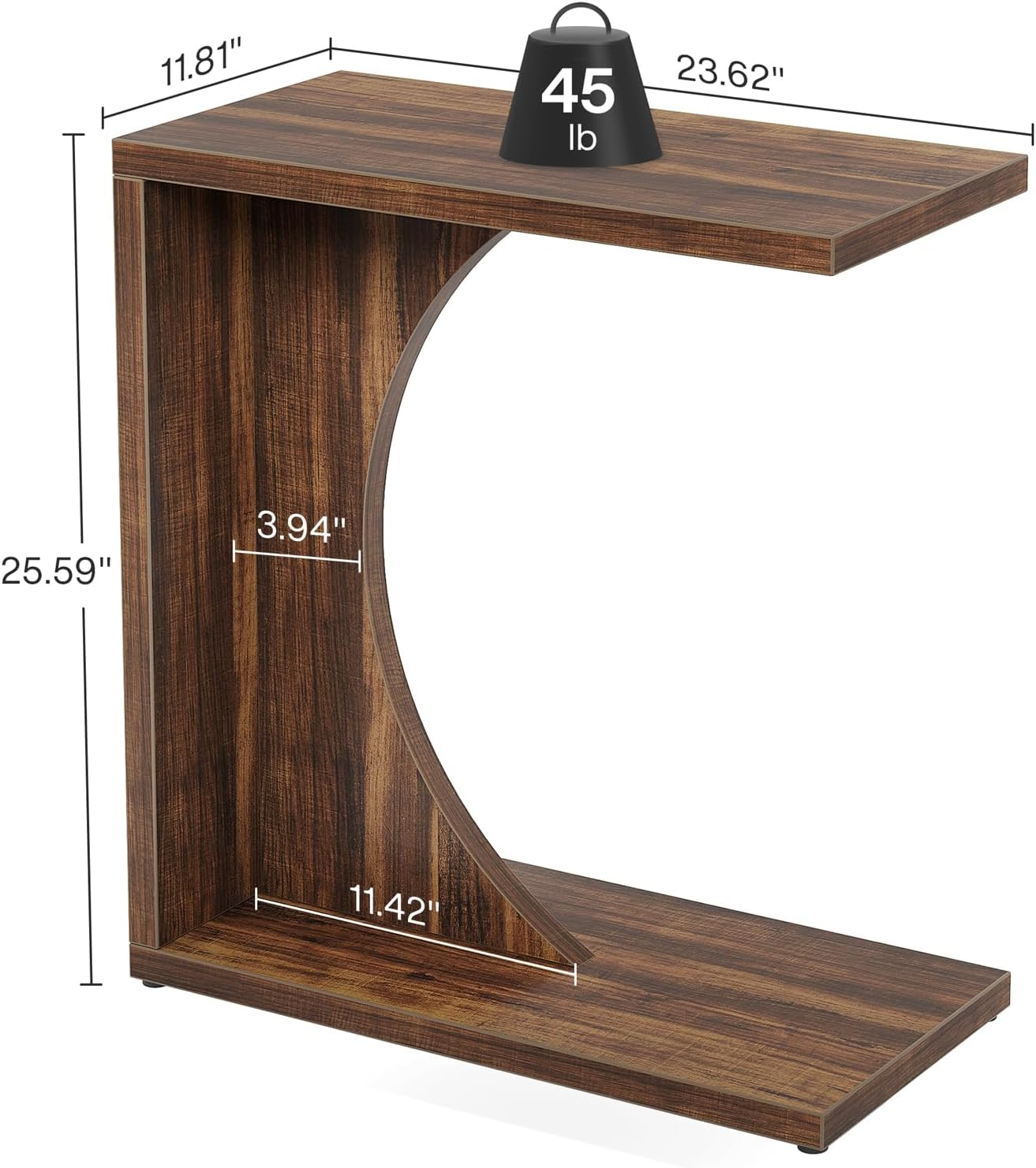 NLFZEK C-Shaped Side Table – Modern Sofa End Table for Small Spaces, Living Room & Bedroom