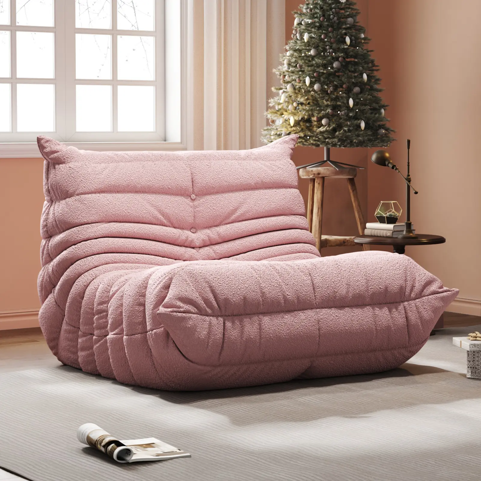 Bean Bag Chair with Memory Foam | Teddy Fleece Lounge Chair, No Assembly Required