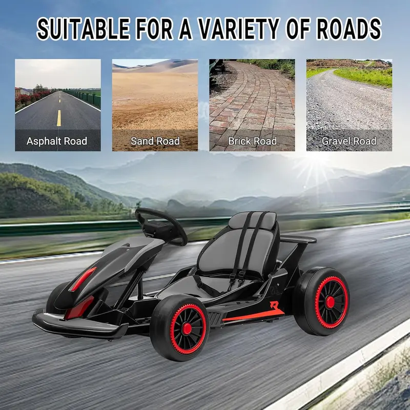 GARVEE 24V Electric Drift Go Kart | Dual 200W Motors, 360° Drift & Gas/Brake Pedals