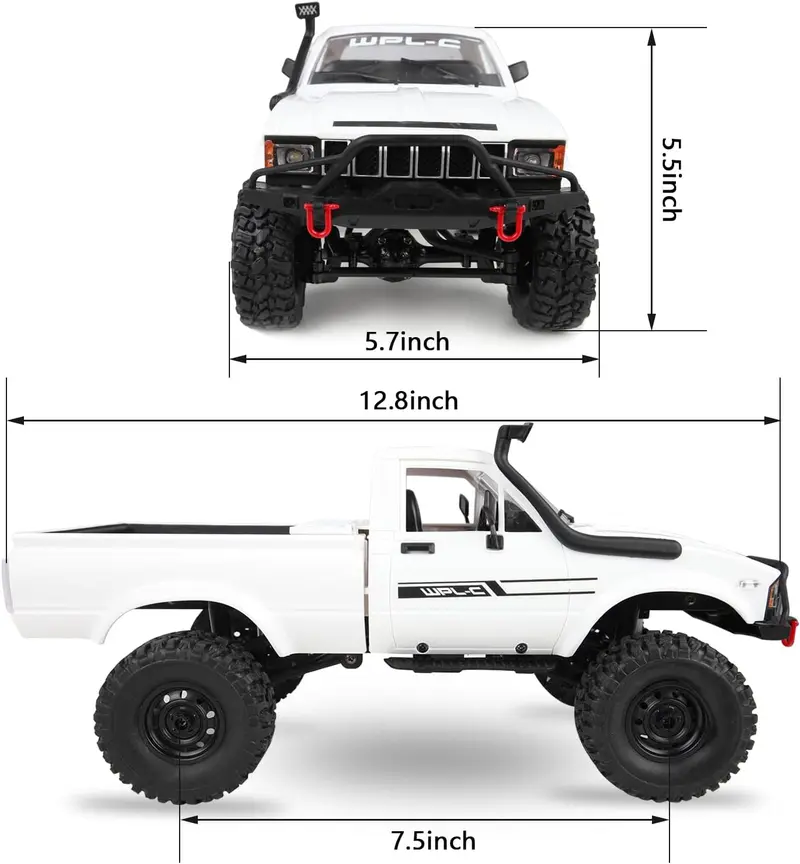 ARRIS 1/16 RC Rock Crawler 4x4 Off Road Truck All Terrain RC Pickup for Adults (RTR, White) Rc Model Car Rc Cars