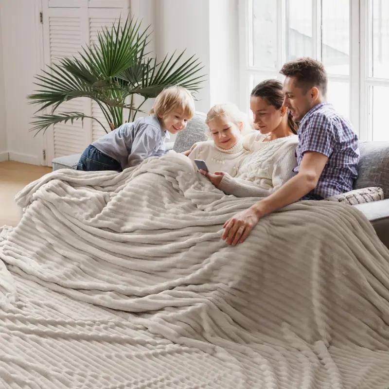Bedsure GentleSoft Cozy Blanket – Ultra Soft Stripe Fleece Throw for Sofa, Bed & Everyday Comfort