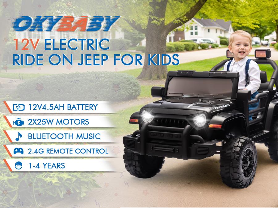 12V Kids Ride On Electric Car W/Parents Control,Dual drive, Four-wheel Suspension,With music,Bluetooth,MP3,USB,with headlights, steering wheel quick release,Slow start for Kids Aged 2-4. Outdoorfun