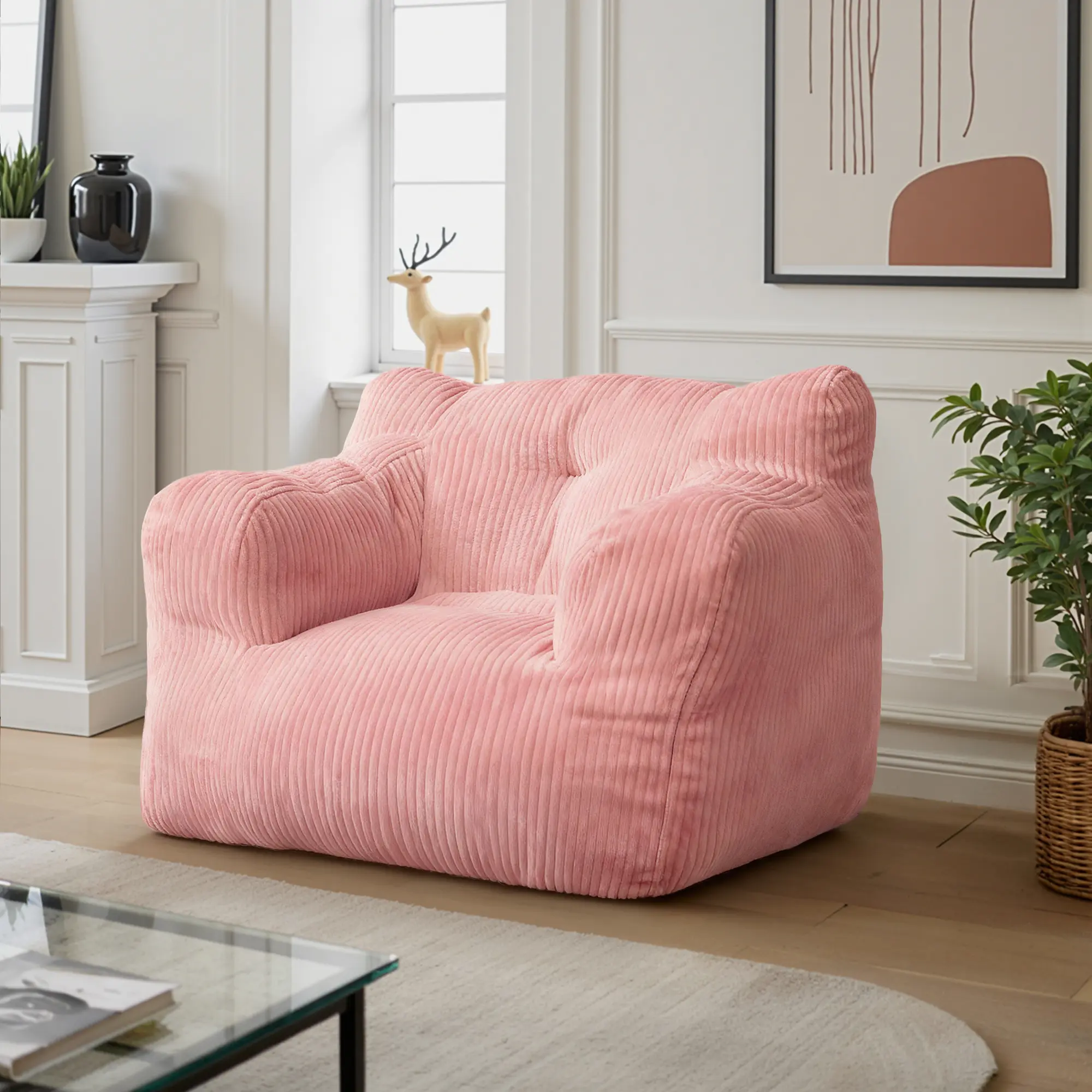 Loisel Lazy Bean Bag Sofa – Ultra Soft Corduroy Lounge Chair with Memory Foam, No Assembly Required