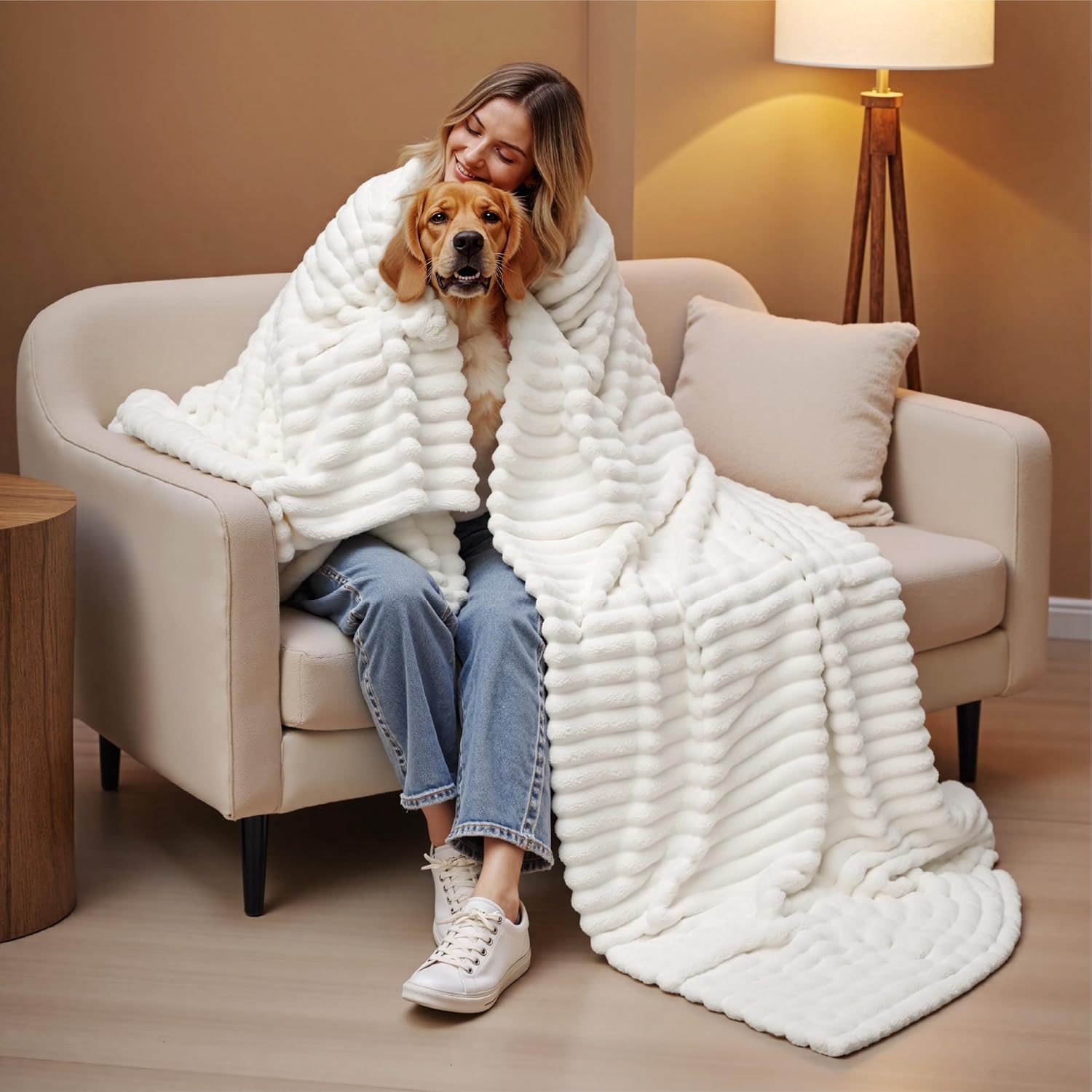 【Summer Sale Deals】Bedsure GentleSoft Cozy Blanket-Patio Furniture Decor,Classic Stripe Pattern, Ideal for Bed,Couch, Travel,Camping, All Seasons,Home Bedroom Decor