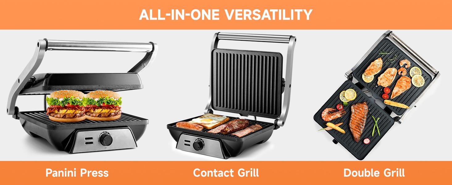 SUSTEAS Sandwich Maker Multi-Function Electric Indoor Grill, Non-Stick Panini Maker with Grease Tray Nonstick Griddle Toastie Machine Toastiemachine Kitchen Appliances Multifunction summerwins