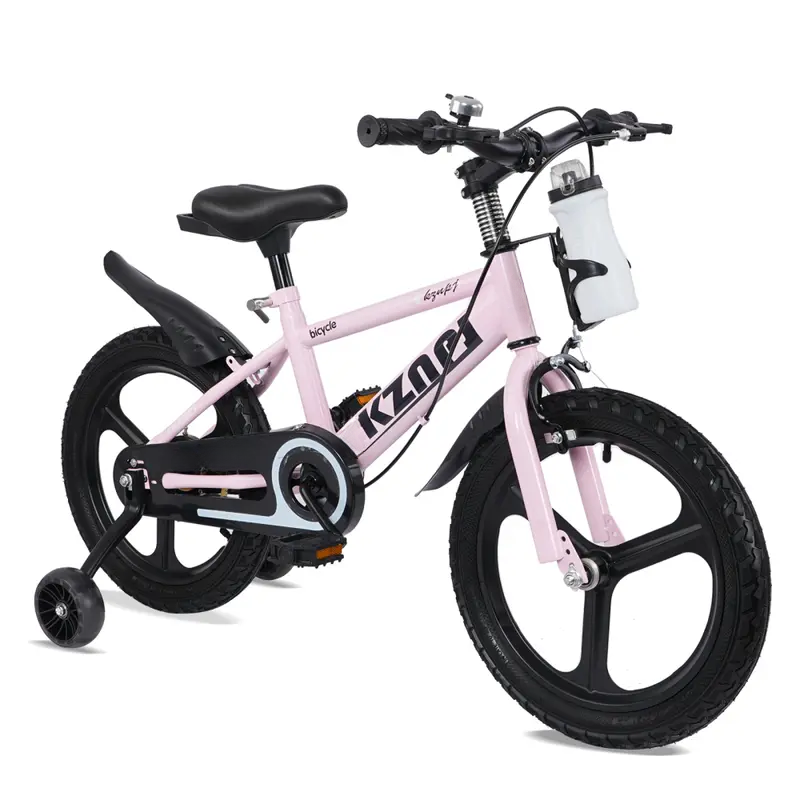 18 Inch Kids Bike | Adjustable Kids Bicycle with Training Wheels, Light-Up Wheels & Water Bottle