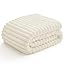 NLFZEK Ribbed Plush Blanket Queen Size – Ultra Soft Fleece Bed Throw, Cream