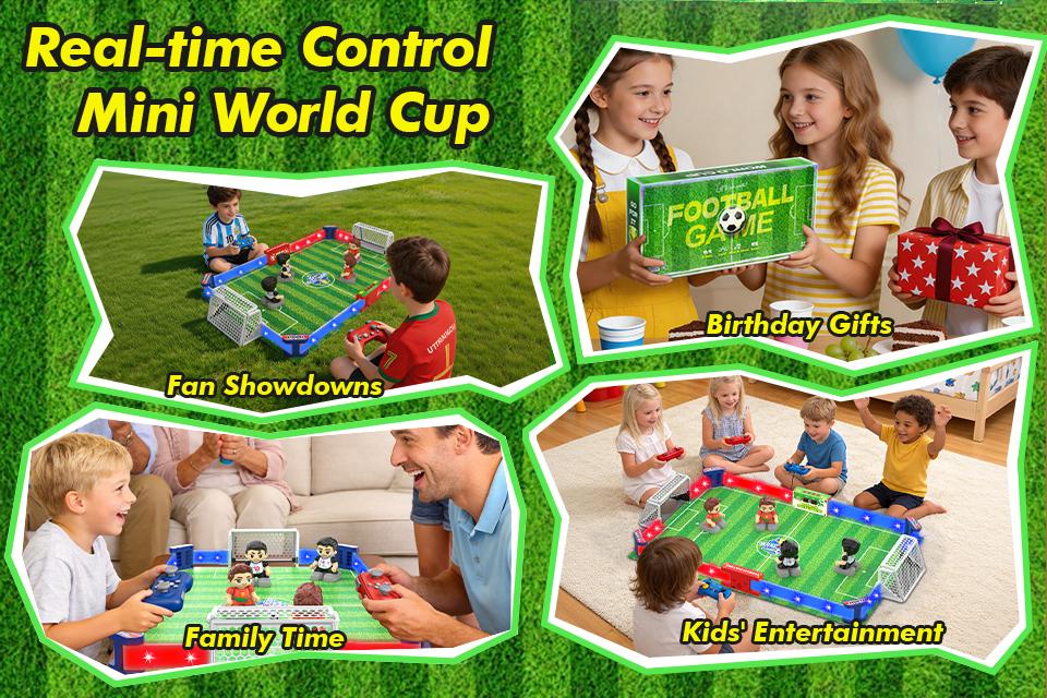 RC Soccer Table Game for Kids,33.2" Large Playing Field 1&ndash;4 Player Interactive Foosball Board Game with LED Lights,Sound Effects,Rechargeable Party Game for Family, Kids & Adults#Summervibes