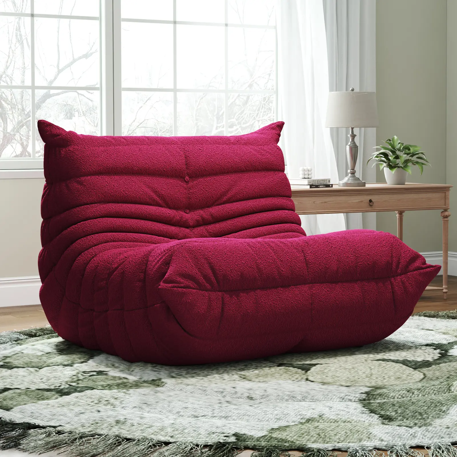 Bean Bag Chair with Memory Foam | Teddy Fleece Lounge Chair, No Assembly Required