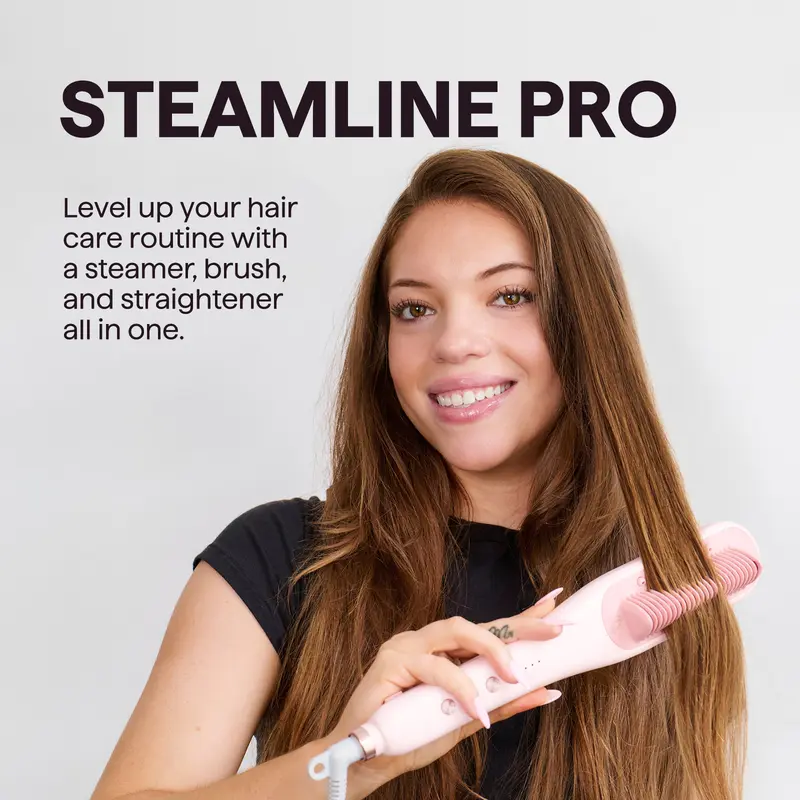 Wavytalk Steamline Pro Steam Hair Straightener Brush | Fast Anti-Frizz Styling with Heat Glove & Scrunchie