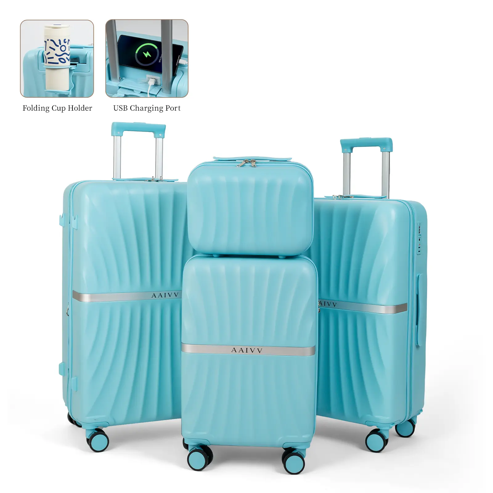 AAIVV 4-Piece Expandable Hardshell Luggage Set | TSA Lock & Spinner Wheels (13/20/26/28")