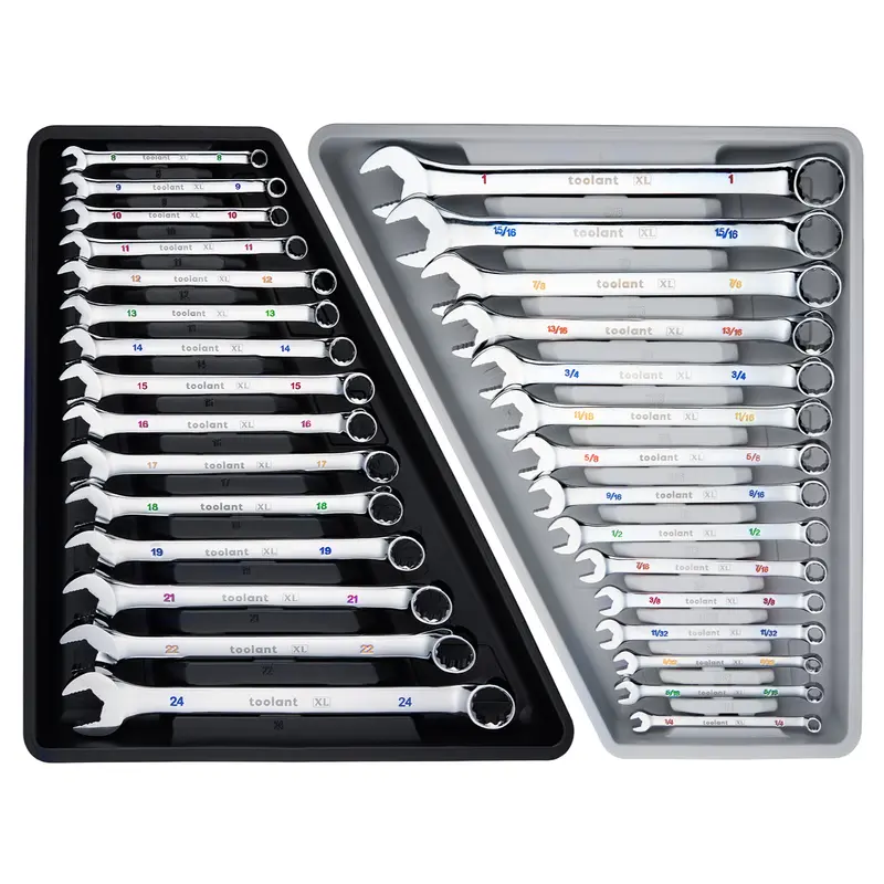 Toolant 30-Piece Metric & SAE Combination Spanner Set | Max Grip Offset Wrenches with Anti-Slip Teeth & Storage Rack