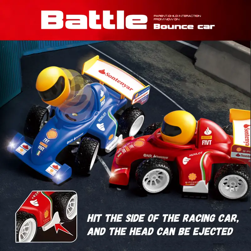 2 Pack Remote Control Formula Racing Car Toy with LED Lights & Ejectable Driver – Kids Battle RC Cars