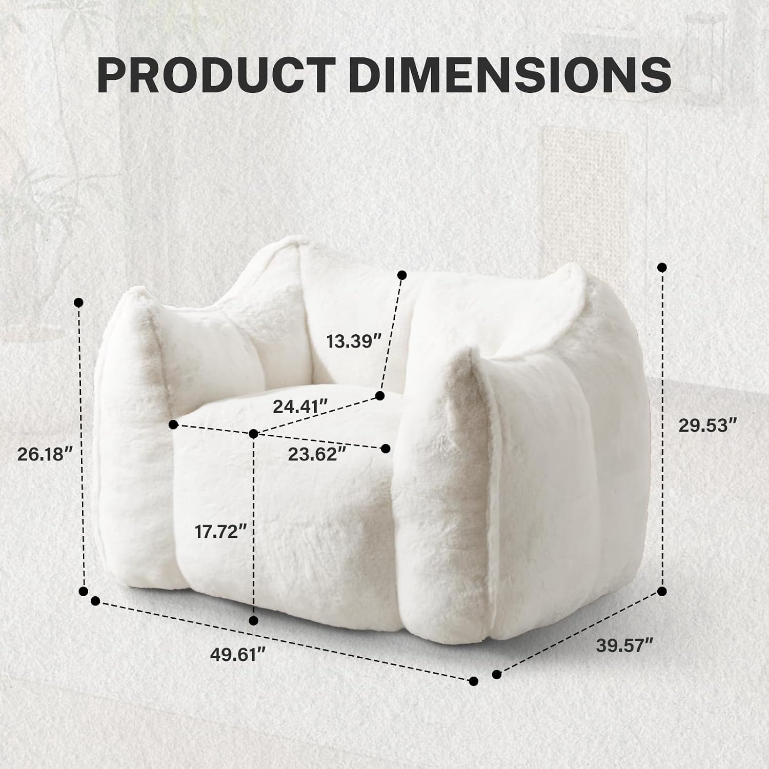 NLFZEK Giant Bean Bag Chair – Oversized Plush Lounge Seat with Faux Fur & Memory Foam