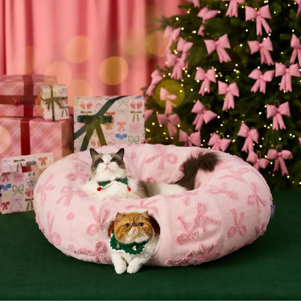 Lesure 2-in-1 Cat Tunnel Bed | Plush Washable Cat Cave & Play Tunnel