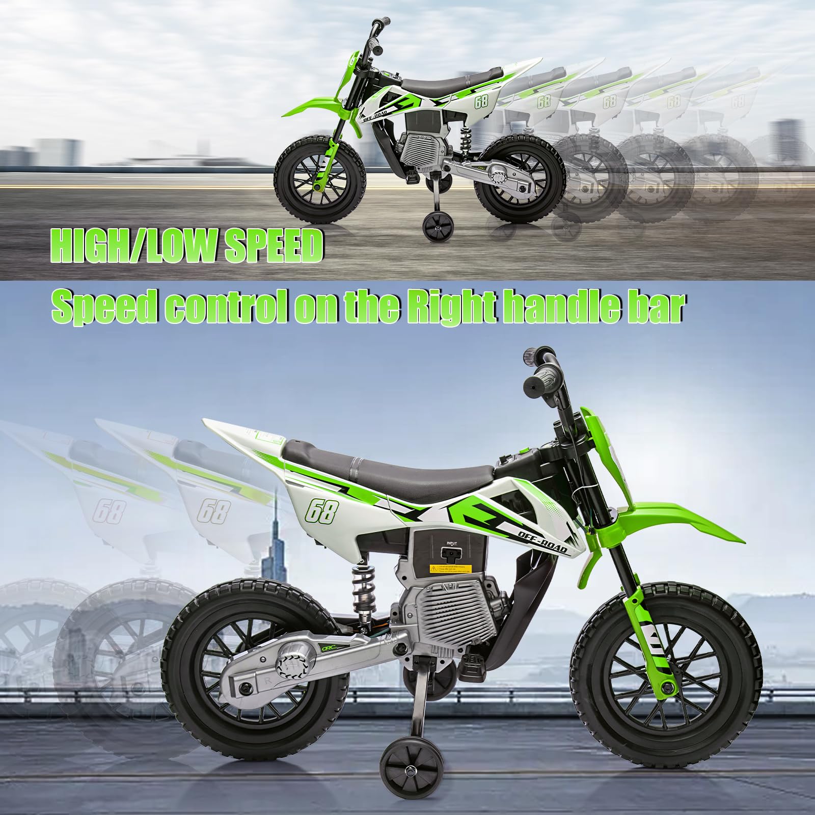 Garvee Exciting & Safe 6V Kids Electric Motorcycle Ride-On - Training Wheels - Engine Sounds - Music & Horn - Headlights - Treaded Tires - Outdoor Battery Toy for Ages 3-6