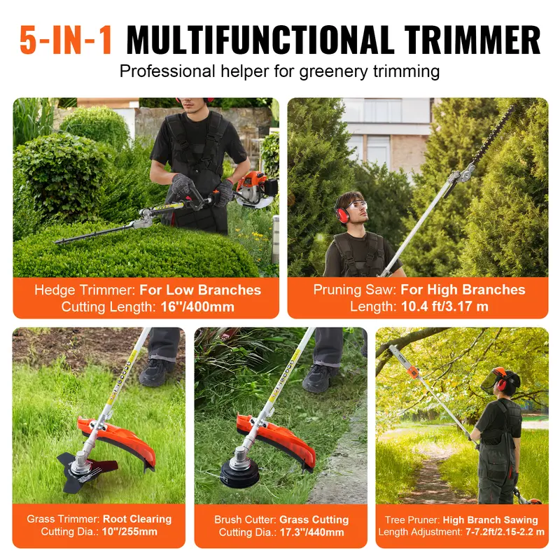 Trim, Cut & Prune with One Powerful Tool | VEVOR 26CC Garden Multi Tool