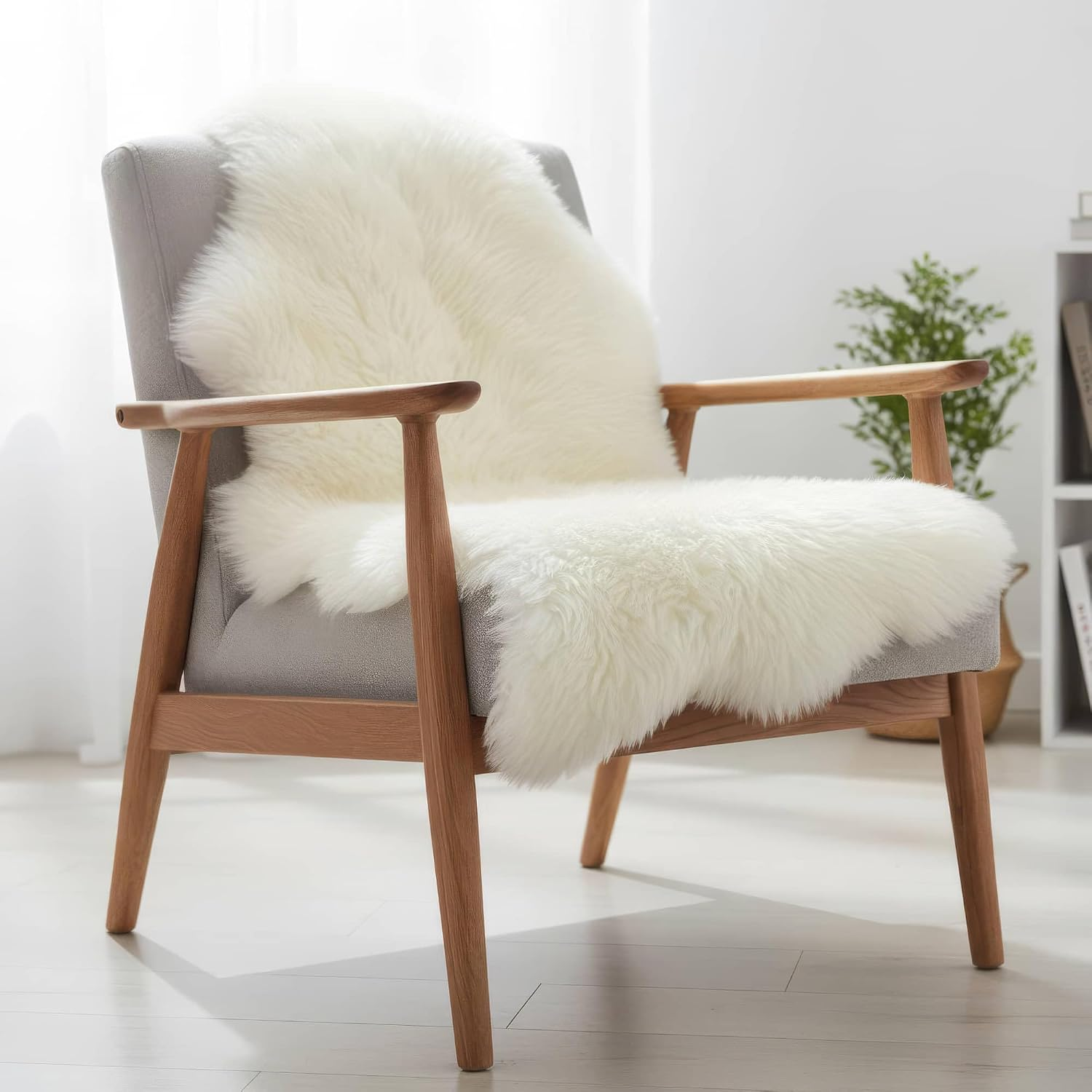 NLFZEK Extra Large Genuine Sheepskin Rug – 8-Pelt Natural Wool Rug for Living Room & Bedroom