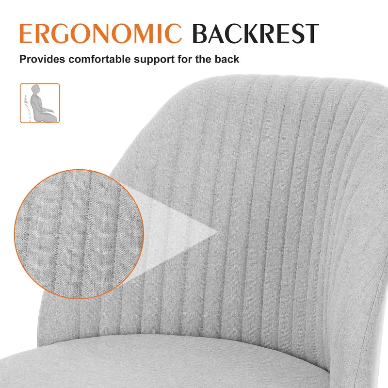 Modern Armless Office Chair | Adjustable Swivel Desk Chair with Wheels for Home Office & Vanity