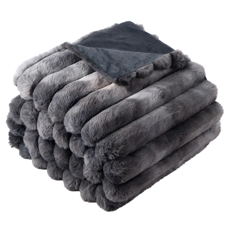 NLFZEK Faux Rabbit Fur Blanket – Ultra Soft Plush Throw for Sofa & Bed
