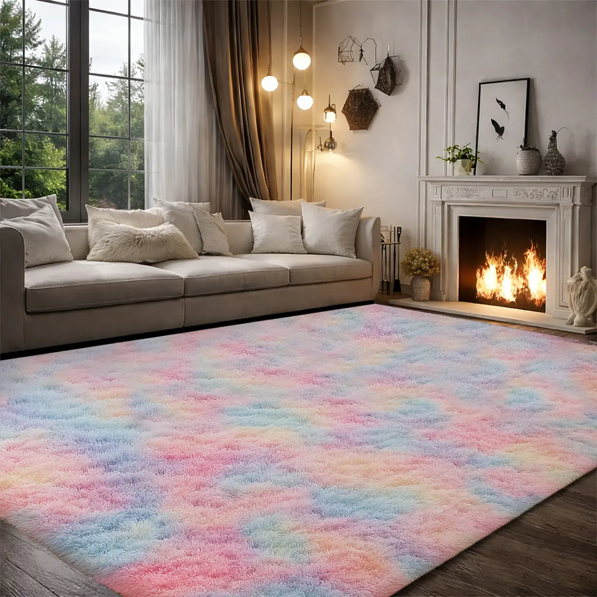 Fluffy Cloud Area Rug | Ultra Soft Shaggy Plush Carpet with Non-Slip Backing for Living Room Bedroom Decor