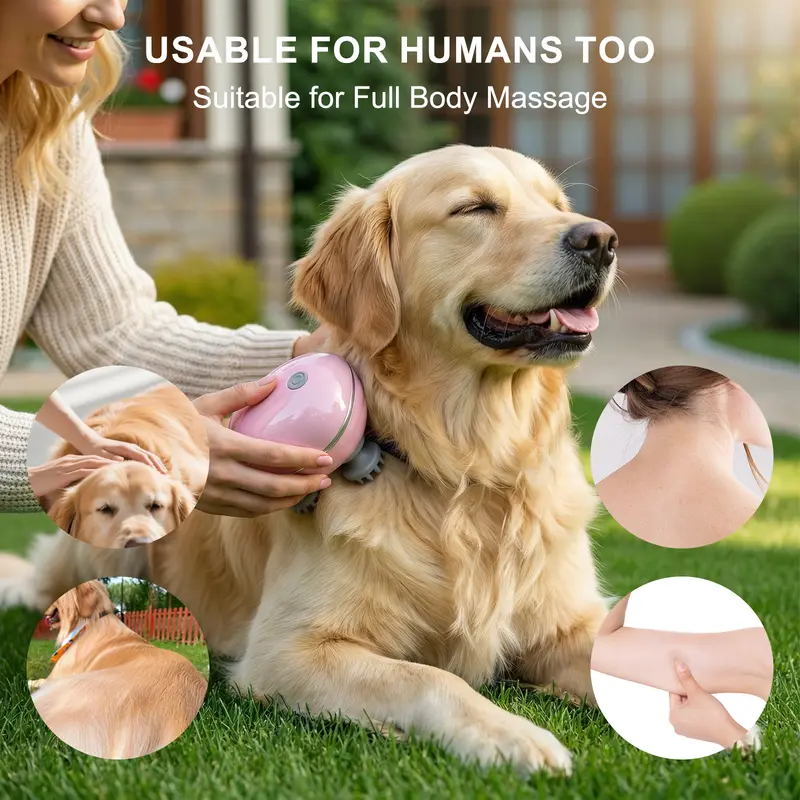Geoorood Electric Pet Head Massager for Cats & Dogs | 3-Speed USB Rechargeable Silicone Massage Brush for Stress Relief & Grooming