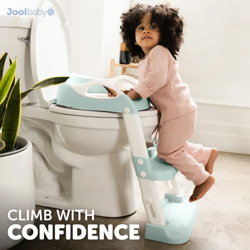Jool Baby NAPPA Award Potty Training Seat 2 Step Ladder, Foldable Adjustable Toilet Seat with Splash Guard for Toddlers