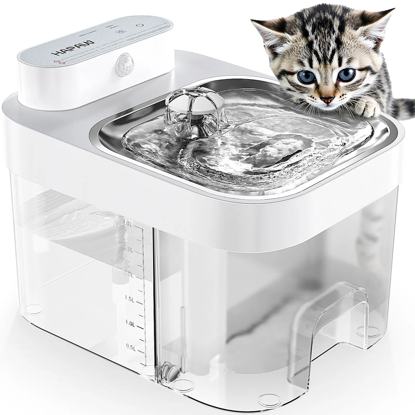 HAPAW Smart Cat Water Fountain | Filter-Free, Clean & Waste Water Separation, APP Control