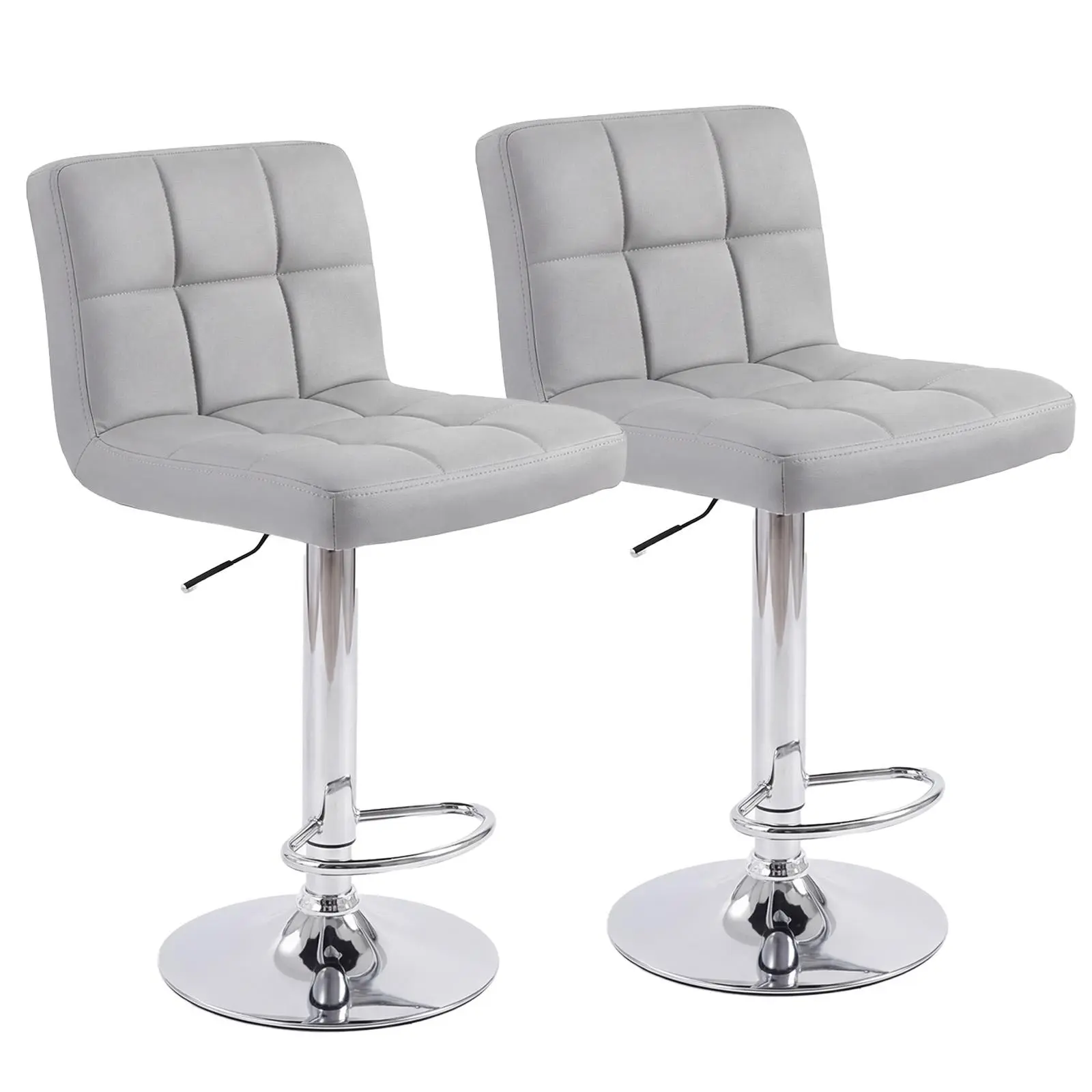 Sweetcrispy Adjustable Swivel Bar Stools Set of 2 | PU Leather Counter Chairs for Kitchen