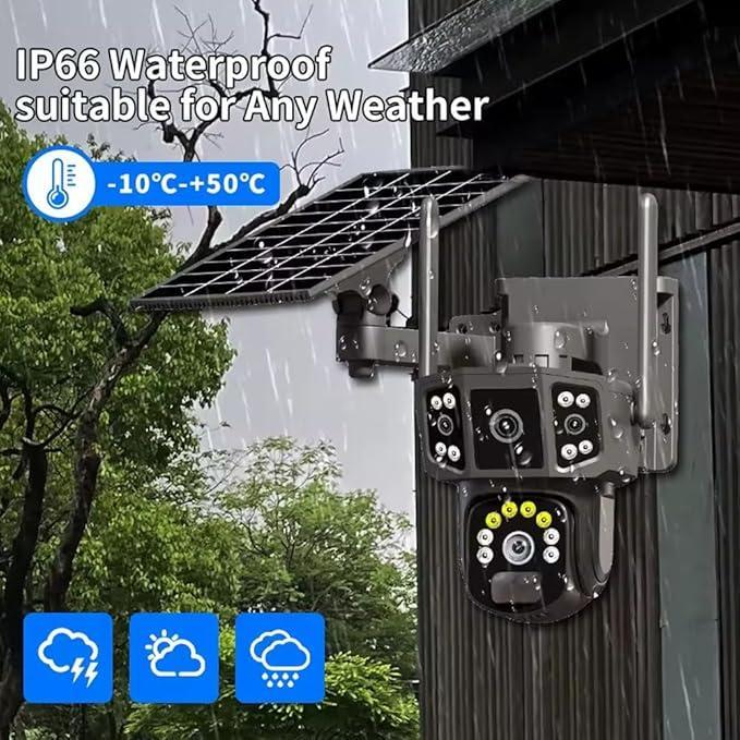 9MP Wireless Solar Security Camera – Outdoor PTZ CCTV with WiFi, Battery Powered, V380 App – Home Surveillance System