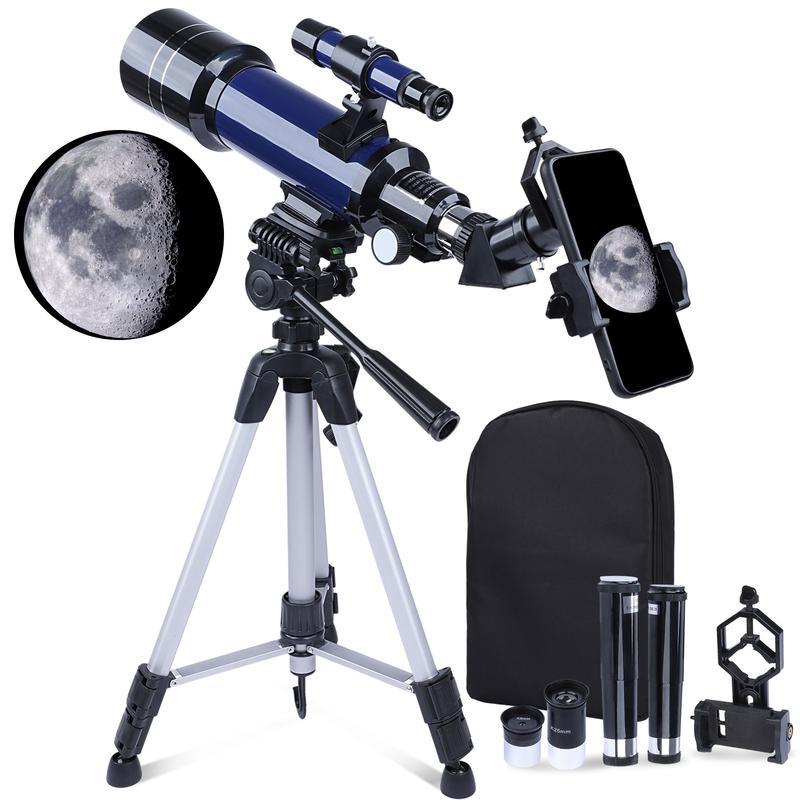 Telescopes for Astronomy Adults, 70mm Aperture 400mm Focal Length Refractor Telescope for Beginners Kids, Portable
