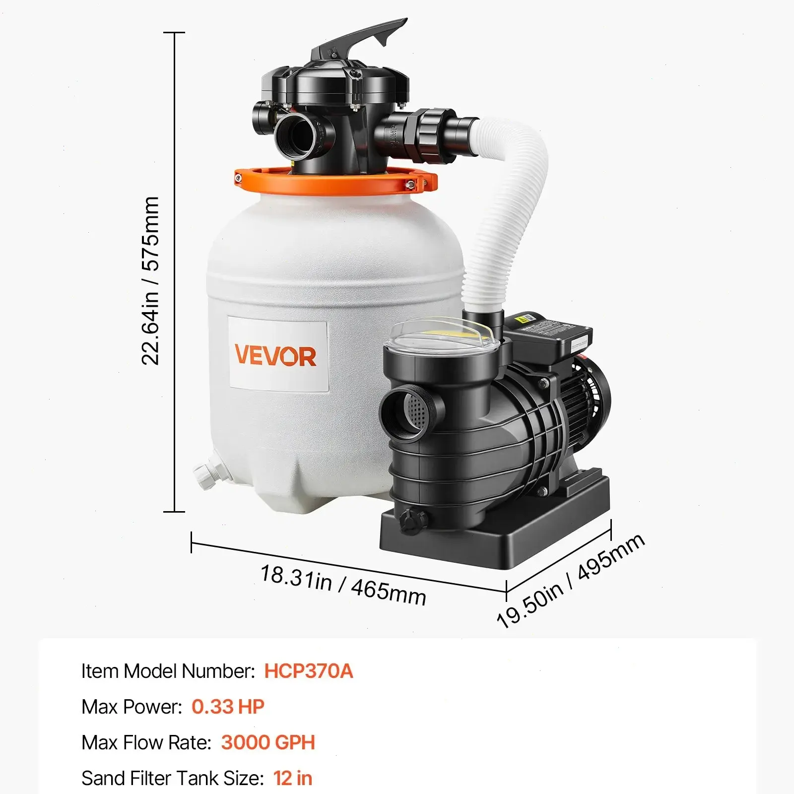 Crystal Clear Pool in Less Time | VEVOR FlashPure 16" 4400 GPH 1 HP Sand Filter Pump with 24H Timer & Fast Leak-Proof Filtration