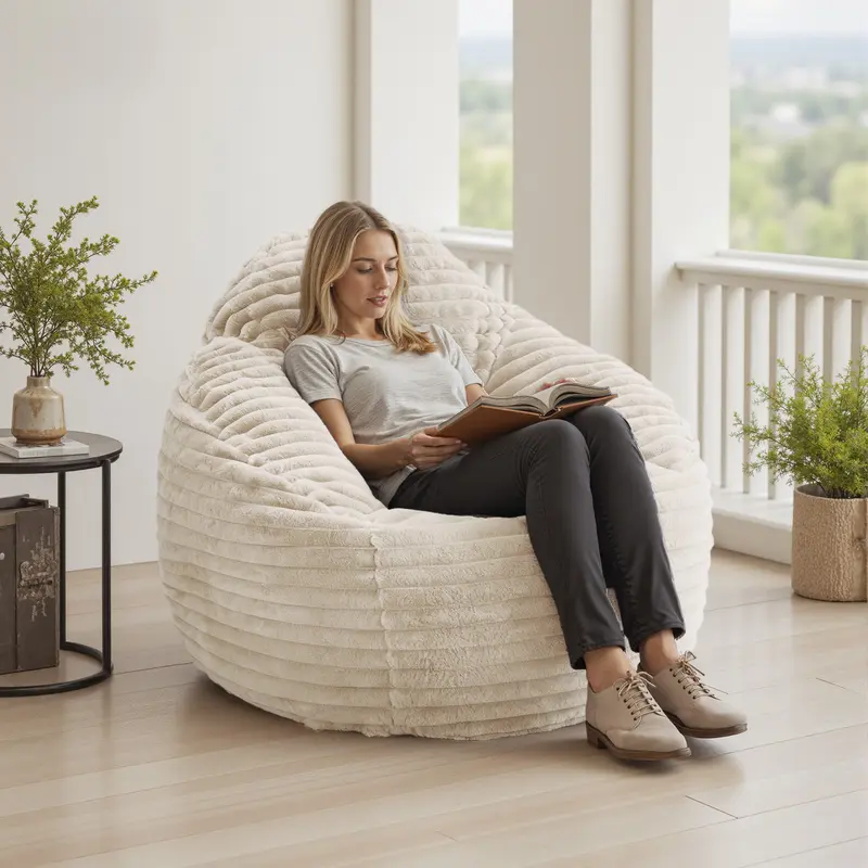 Oversized Bean Bag Chair | Memory Foam Lounge Sofa with Backrest & Armrests for Living Room, Bedroom & Dorm