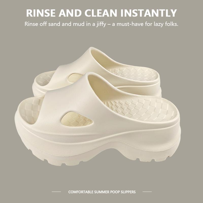 Women's platform slippers, comfortable summer slides, hollow-out design, breathable EVA walking shoes, thick non-slip sole, women's shoes, rubber material, party shoes
