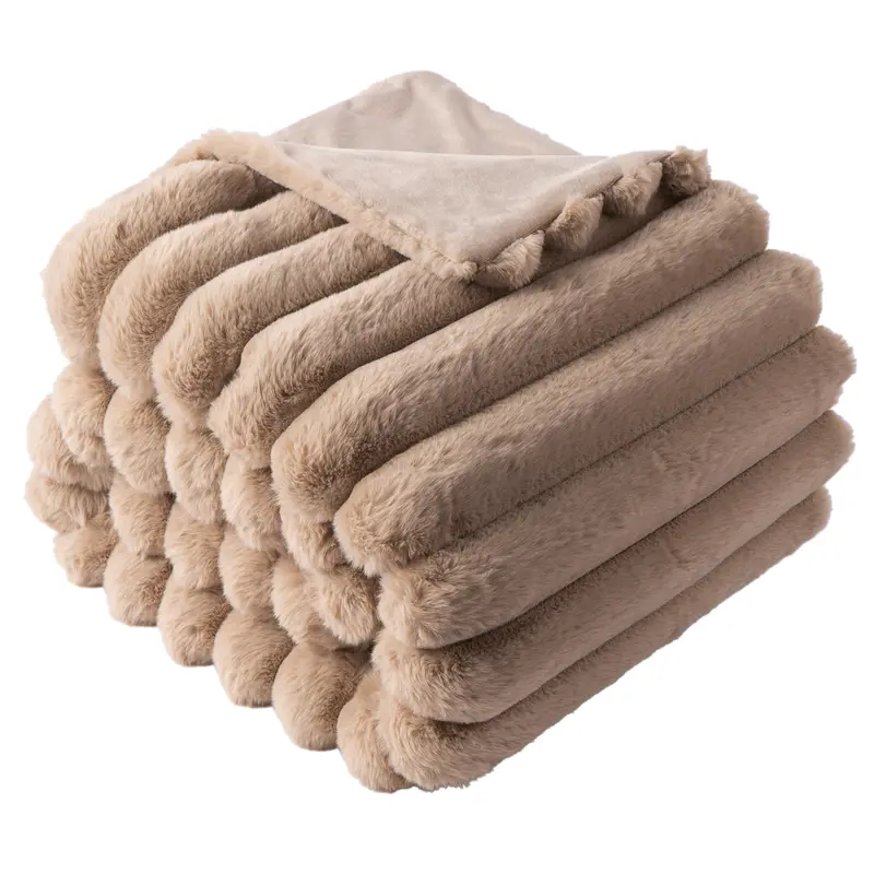 NLFZEK Faux Rabbit Fur Blanket – Ultra Soft Plush Throw for Sofa & Bed