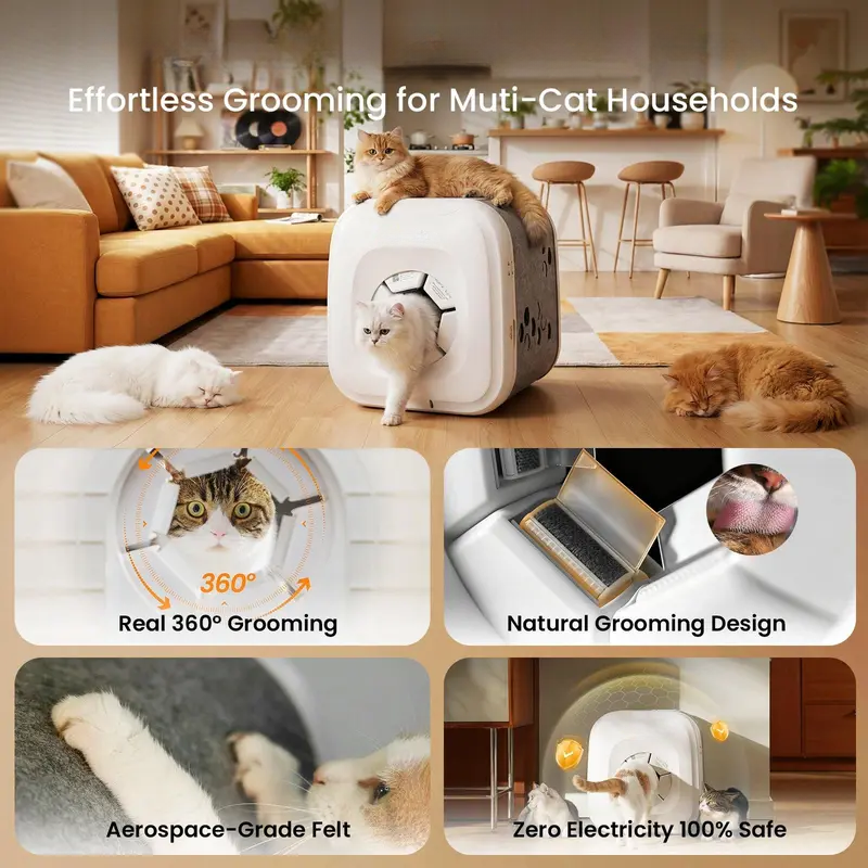 Loisel PawCare Self Grooming Cat Brush – Automatic Fur Collector for Shedding Control & Gentle Cat Massage