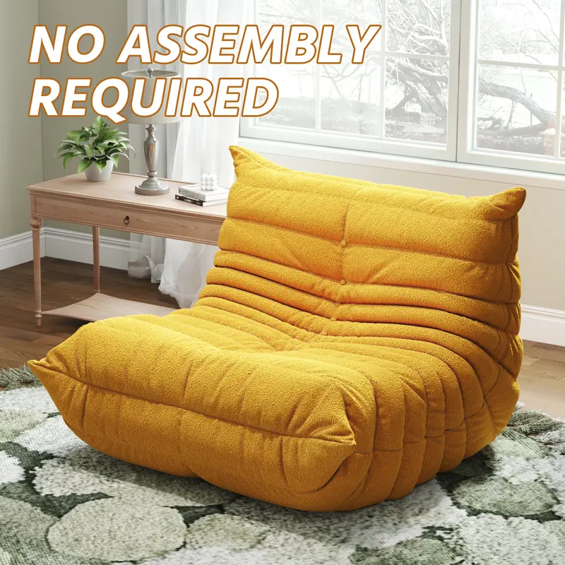 Bean Bag Chair with Memory Foam | Teddy Fleece Lounge Chair, No Assembly Required