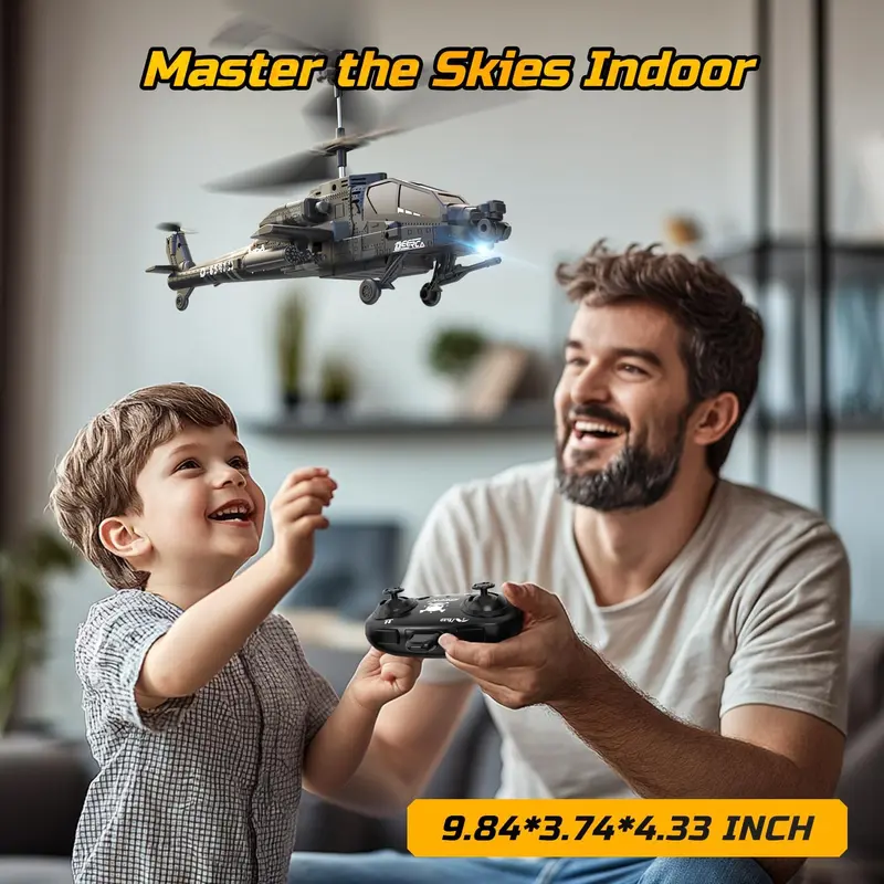 DEERC RC Helicopter for Kids & Beginners | 26-Min Flight, 2 Rechargeable Batteries, Altitude Hold, LED Lights & One-Key Takeoff
