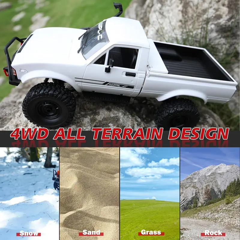 ARRIS 1/16 RC Rock Crawler 4x4 Off Road Truck All Terrain RC Pickup for Adults (RTR, White) Rc Model Car Rc Cars