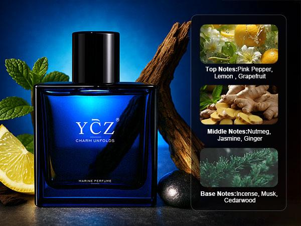 YCZ Men's Cologne 2-Piece Set Marine & Passionate Love 50ml Each Unisex Perfume Duo for All Occasions Long-Lasting Wear Cruelty-Free & Vegan Fragrance Pack Carefully Picked Scents Elegant Scent