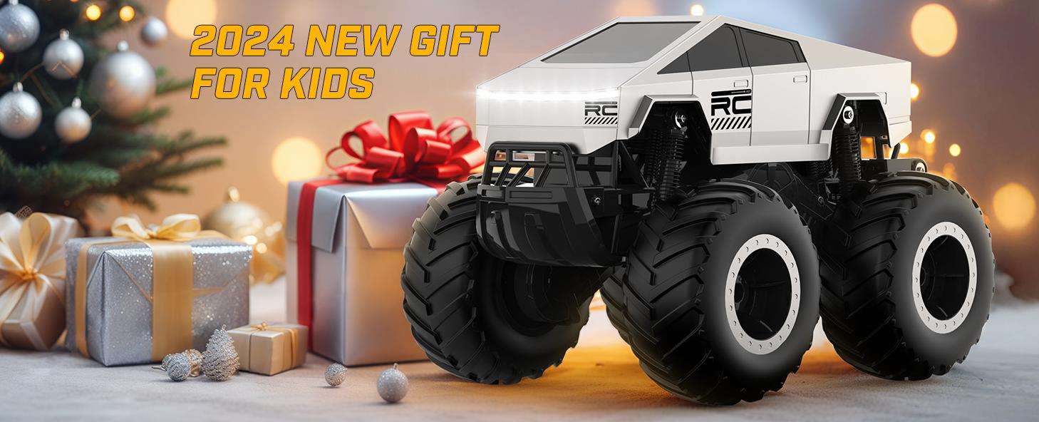 1:16 RC Off-Road Pickup Truck, 4WD Amphibious Remote Control Car with LED Lights, Rechargeable Battery &ndash; Gift for Kids 6&ndash;12+