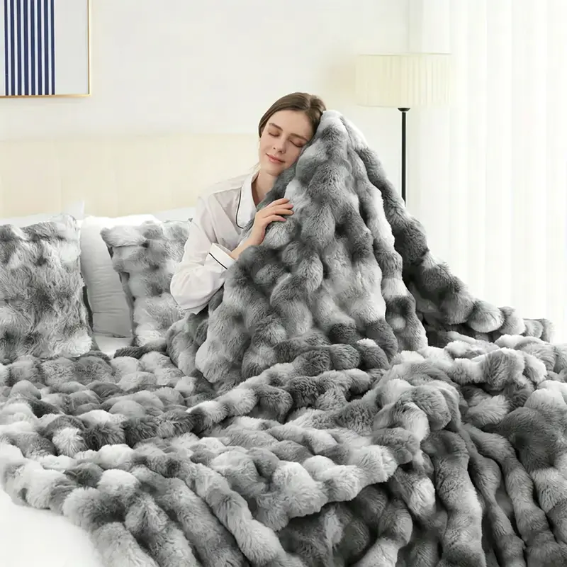 Cozy Fluffy Fleece Blanket | Soft Stripe Throw for Couch, Bed & Relaxing Nights